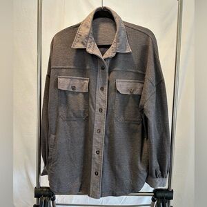 Charcoal Gray Button-Up Shacket with Chest Pockets size large
